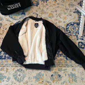 Alo waterproof faux fur lined bomber jacket